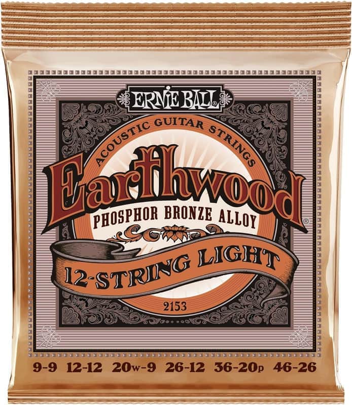 Ernie Ball 2153 Earthwood Slinky Phosphor Bronze Light 12-String Acoustic Guitar Strings (9-46) 2010s - Bronze image 1