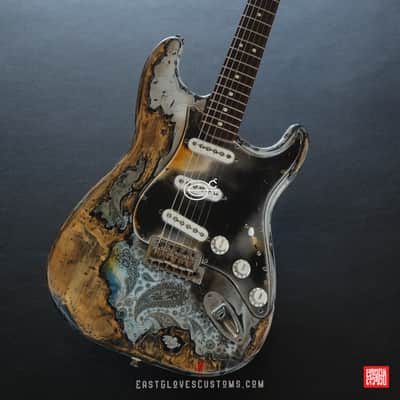 Fender Stratocaster 50th Anniversary White Marble Paisley Heavy Aged Relic by East Gloves Customs image 9