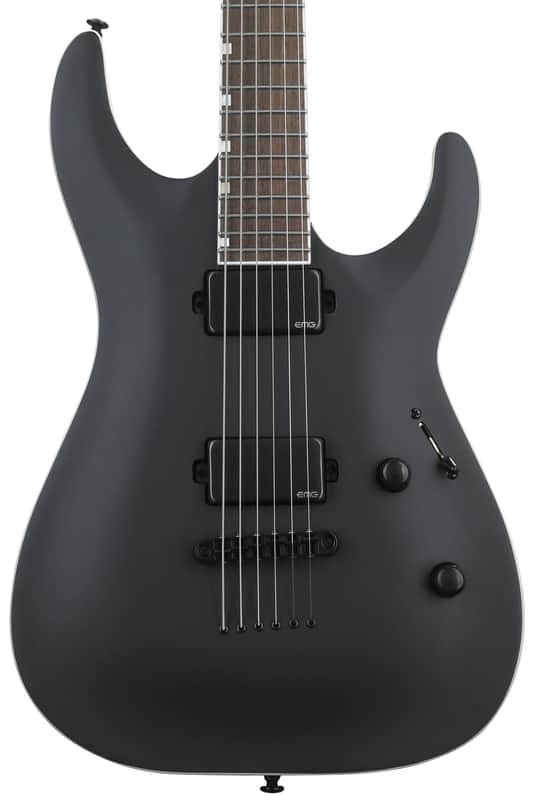 ESP LTD MH-1000 Baritone Electric Guitar - Black Satin image 1