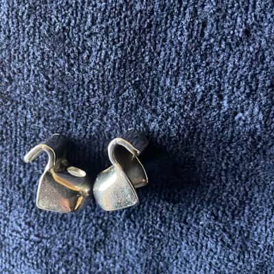 Slingerland Radio King Rim Clips (2) Nickel on Brass for Single Flange Rims on Snare Drum, Tom - EXCELLENT! image 7