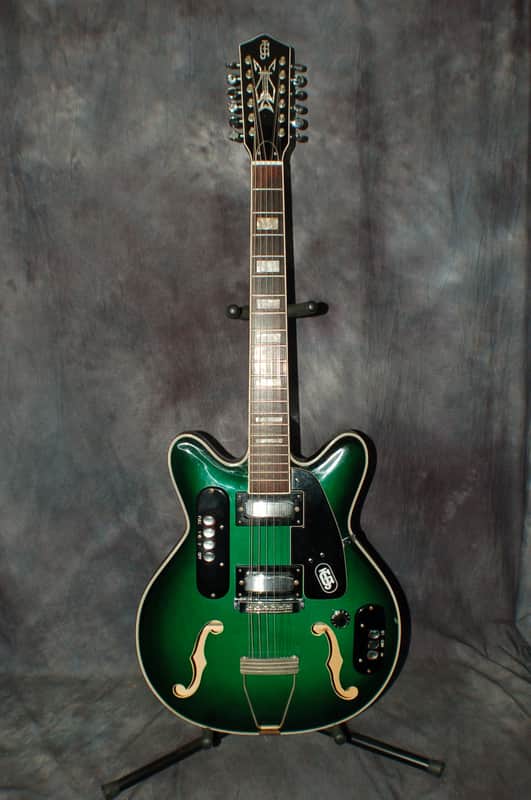 Video Demo 1966 JG Julio Giulietti Hollow Body GREEN 12 String Guitar Original Hard Shell Case image 1