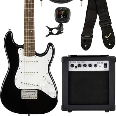 Fender Squier 3/4-Size Kids Mini Strat Electric Guitar - Black w/ Amplifier image 1