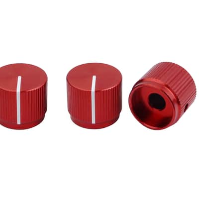 3Pcs Guitar Aluminum Flat Alloy Top Control Knobs Dia. 6mm(0.24") Shaft Pots - Dome Tuning Potentiometer Knob Replacement Part for Electric Guitar or Precision Bass, red image 1