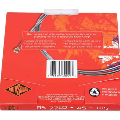 Rotosound RS77LD Jazz Bass Monel Flatwound Electric Bass 4 String Set (45-105) image 2