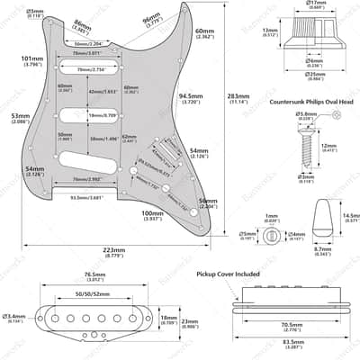 3Ply Loaded SSS Pickguard Vintage F '60s Tones Prewired Strat Pickguard with Staggered Alnico 5 SSS Single Coil Pickups for Fender Stratocaster ST Style Electric Guitars JT/HBZC-01 White image 5