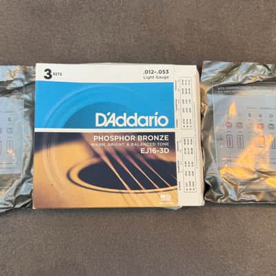 D'Addario EJ16-3D Phosphor Bronze Light Acoustic Guitar Strings (3) 2000 - 2020 - Bronze image 1