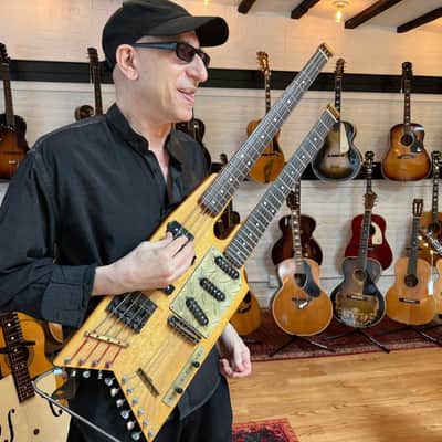 Doug Henderson Custom  Double Neck built for and extensively used by Elliott Sharp Solid Body Electric Guitar (1991), black gig bag case. image 12