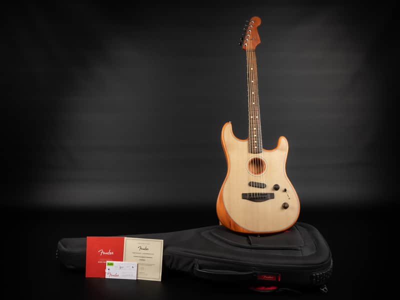 2020 Fender American Acoustasonic Stratocaster - Transparent Sonic Blue | USA Thinline Hollowbody Hybrid Electro Acoustic Guitar Fishman Pickup 2.39kg | CoA