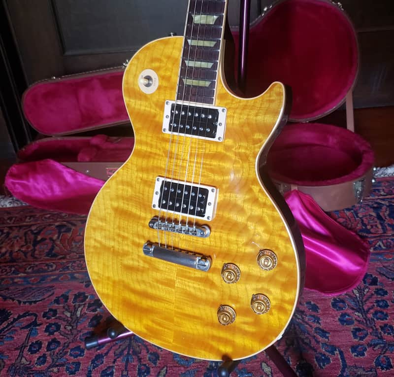 🍯 Honey Flame 2000 Gibson Les Paul Classic Plus Amber OHSC, 8.8 lbs non-chambered image 1
