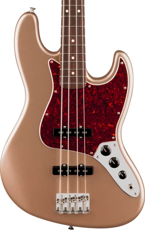 Fender American Professional Classic Jazz Bass 4-String Bass Guitar, Rosewood Fingerboard, Faded Firemist Gold image 1