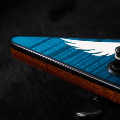 Dean Custom Shop USA ML Flame Top Floyd Firehouse Guitars Exclusive Electric Guitar, Ebony Fingerboard, Trans Blue Black Fade image 4