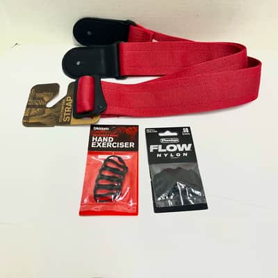 3 Bundle of New D'Addario Eco-Comfort Woven Guitar Strap Red - NEW - 60mm Dunlop Flow Nylon Pick .60mm 12-Pack - NEW - D'Addario PW-DXBD-01 Dexterity Band Finger Exerciser image 16