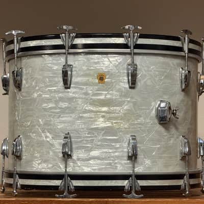 1960's Ludwig 22" White Marine Pearl 14x22 Virgin Bass Drum image 3