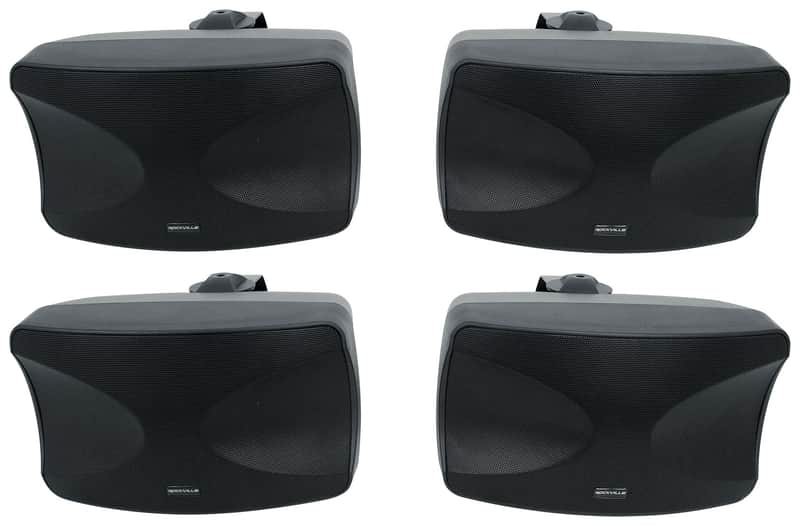 (4) Rockville WET-44 PRO Dual 4" 4-Way Swivel 70V Commercial Speakers in Black image 1