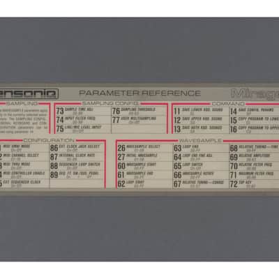 Ensoniq Mirage Parameter Reference Card
