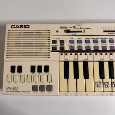 Casio PT-80 32-Key Mini Synthesizer 1980s - White image 2