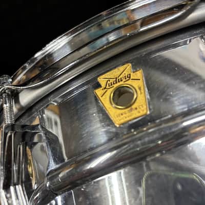 Ludwig No. 400 Super-Ludwig 5x14" 10-Lug Brass Snare Drum with Keystone Badge 1960 - 1963 - Chrome-Plated image 2