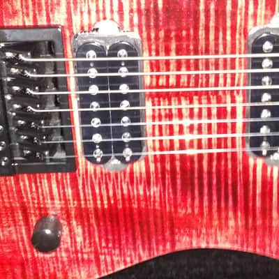 Charbonneau Scimtar-75 Deluxe Custom 7 string Red- Blackburst/Tru-Oil Hardshell Case Included image 4