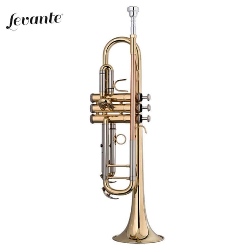 Stagg LV-TR5205 ML-Bore Gold Brass Leadpipe  Key of Bb Trumpet w/Case & Mouthpiece 7C & Silver Plated image 1