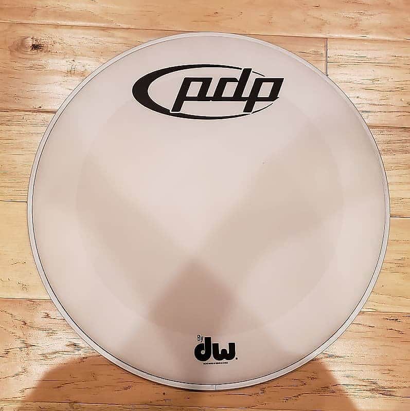 PDP 18" Logo Coated Bass Drum Head in White image 1