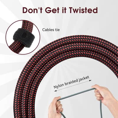10ft Guitar Cable 2 Pack Electric Guitar Chord Instrument Cable Quarter Inch L Shaped Guitar Cable Straight to Right Angle Gold Plated Plug for Bass Amp Keyboard Red & Green image 3