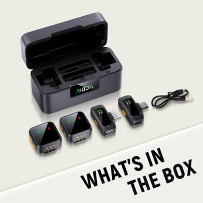 Wireless Lavalier Microphone for iPhone/Android with Intelligent Noise Cancellation, Reverb & Mute Function, Newly Upgraded, Two Mics with Charging Box, for Video Recording, Vlog, Live Streaming image 2