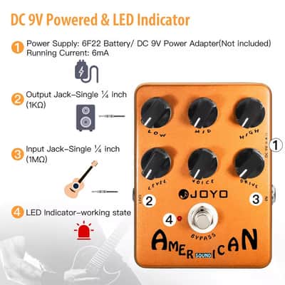 Joyo JF-14 Overdrive Guitar Pedal American Sound Amp Simulator True Bypass image 4