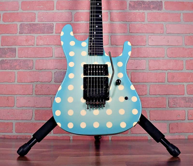 Original Vintage Kramer NightSwan Blue With White Polka Dots 1987-1988 Vivian Campbell image 1