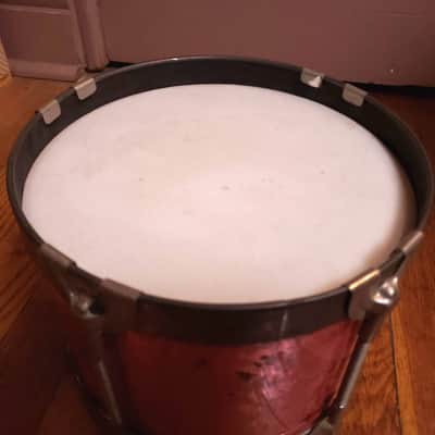 Pair of 1960s Noble & Cooley Tin Toy Tom + Floor Tom Drum - Red Steel w/Legs image 23