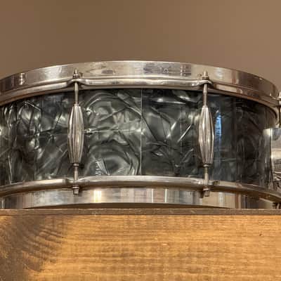1950's Slingerland 5.5x14 Gene Krupa Radio King Black Diamond Pearl Snare Drum Solid Shell image 8