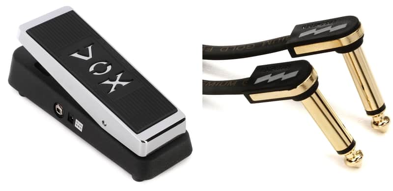 Vox V847-A Classic Reissue Wah Pedal Bundle with EBS PG-10 Premium Gold Flat Patch Cable - Right Angle to Right Angle - 3.94 inch image 1