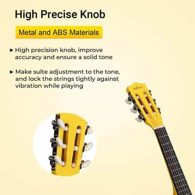 ADM Beginner Acoustic Classical Guitar Nylon Strings Wooden Guitar Bundle Kit for Kid Boy Girl Student Youth Guitarra Online Lessons with Gig Bag, Strap, Tuner, Picks (30 Inch, Honey Bee) image 7