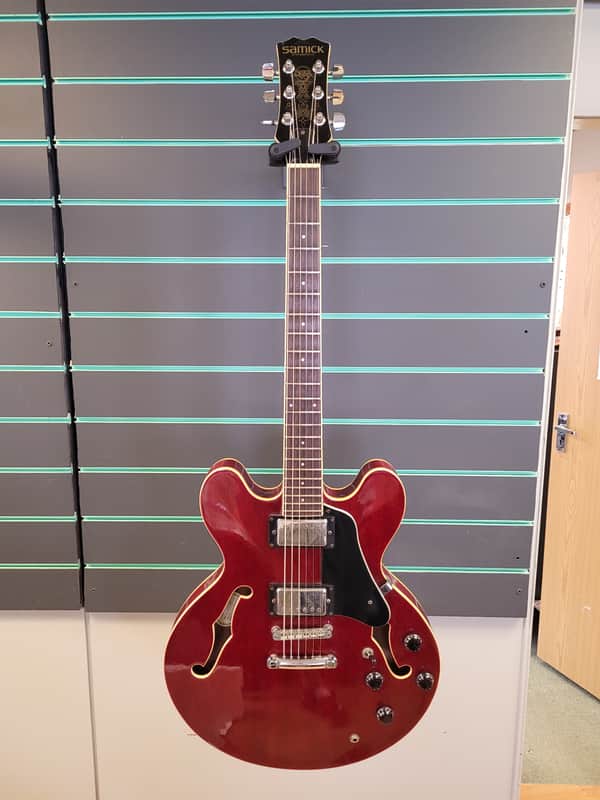 Samick SAN 450 Cherry Red 1996 Semi Hollow Body Electric Guitar