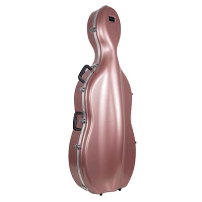 Crossrock 3/4 and 4/4 Size Cello Case | ABS Molded Hardshell with Wheels, Accessory Pocket, 2 Bow Holders, Security Lock, and Detachable Straps-Rose Gold image 1