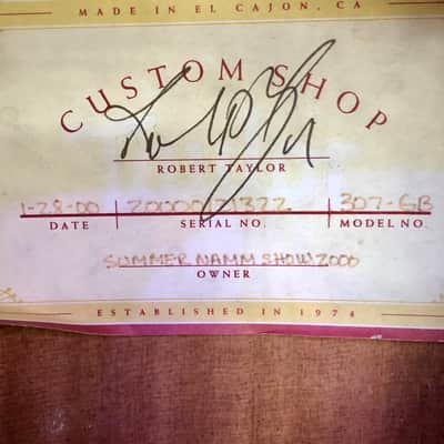 Made In USA 2000 Taylor Custom Shop 307-GB Big Baby with Pickup and Case - Signed by Bob Taylor image 22