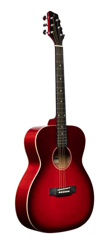 STAGG Auditorium Acoustic Guitar with Basswood Top in Vibrant Transparent Red image 1