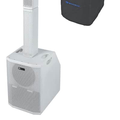 (2) Rockville TITAN ARRAY SYSTEM V2 WHITE Powered Column Speakers Dual 10" Subs image 2