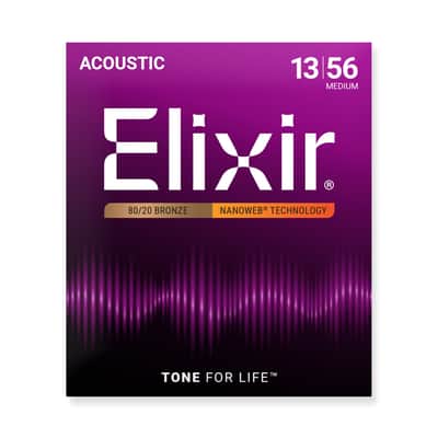 Elixir Nanoweb 80/20 Bronze 13-56 Acoustic Guitar Strings [11102] image 1