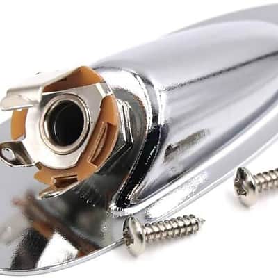 Guitar Input Jack Socket Plate Output Loaded Boat Style 1/4 Inch with Screws for Fender Stratocaster Strat St Mono Electric Guitar for Electric Guitar Replacement Parts(Silver) image 1