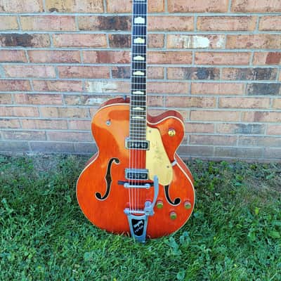 1957 Gretsch Model 6120 Chet Atkins Hollowbody Electric Guitar Amber Red Cowboy Case Great Player & Sound image 1