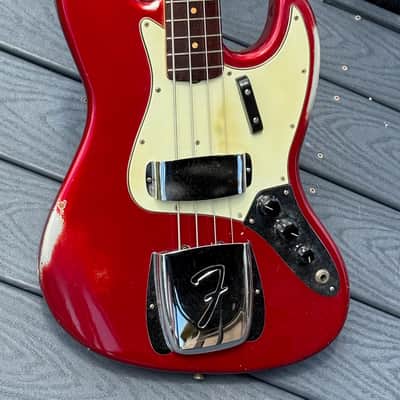 Fender Jazz Bass 1964 - a stunning January '64 Candy Apple Red Metallic example w/Green'gard & Clay Dots ! image 1