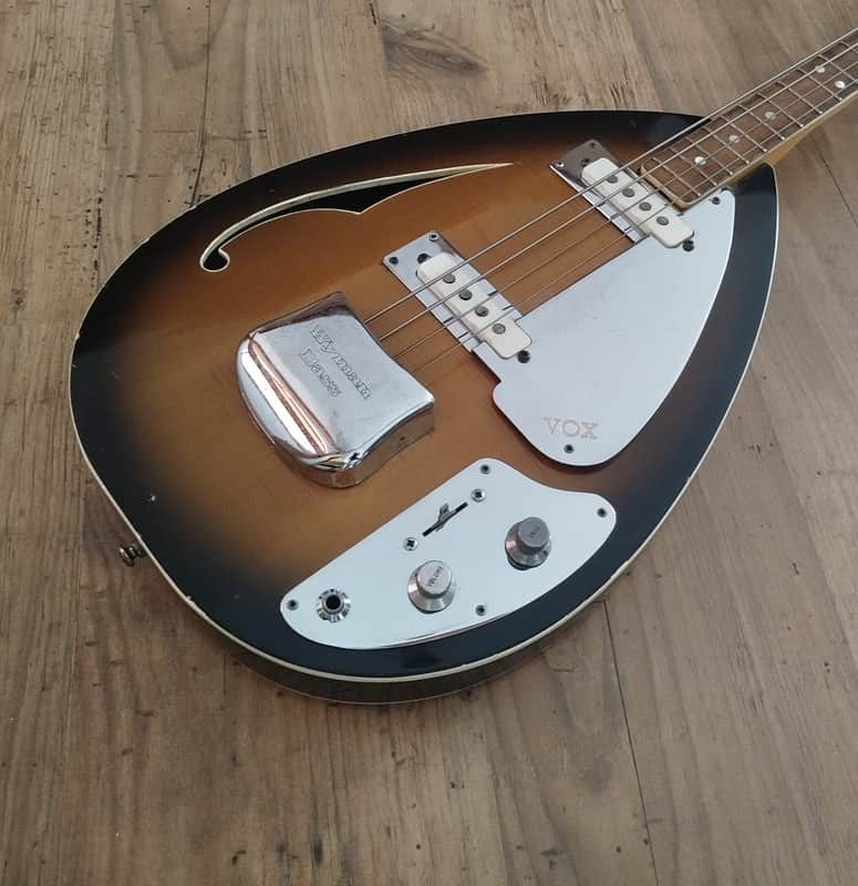 Vintage 1960s Vox Bill 'Wyman Bass' Teardrop Original UK Sunburst image 1