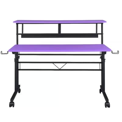 Adjustable Sit-and-Stand Music Studio Desk Workstation with 2 x 3U Rack – Durable Carbon Fiber Finish (Purple) image 4
