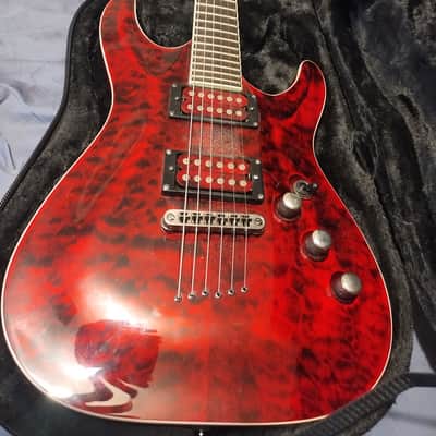 Schecter C-1 Exotic Star, Schecter Super Rock w Matching quilted Bobbins, to real maple carved top image 6