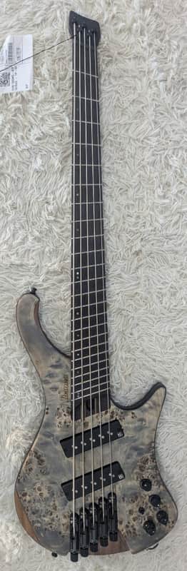 Mint Ibanez EHB1505MSBIF Multi Scale Headless 5-String Bass - Black Ice Flat Finish image 1