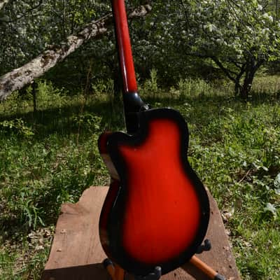 c. 1965 Vintage Eko Modello 100 Guitar, in Red Burst finish, w/a Pro Refurb setup and comes with a New Gator Black Hardshell Case image 11