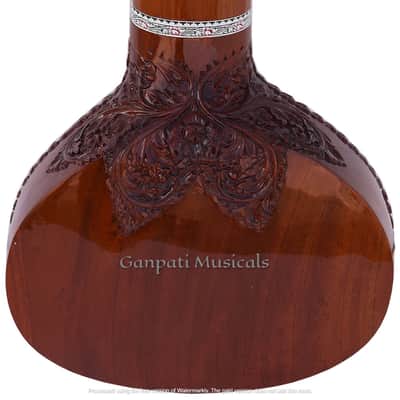 SITAR~RAVI SHANKAR STYLE~7 STRINGS~DESIGNER TUN WOOD~PICKUP TO CONNECT WITH AMPLIFIER~FLAT~WITH GIG BAG, MIZRABS & STRINGS image 4