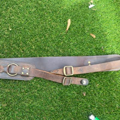 LM Products Odin Viking BROWN LEATHER BRASS guitar strap 2020? - Brown image 2
