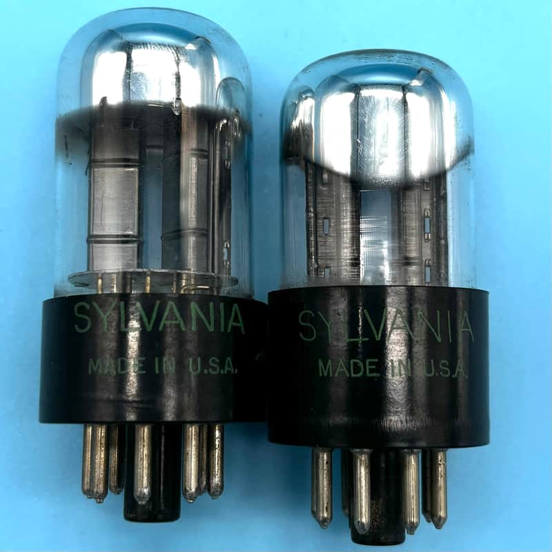 1950s Sylvania 6SN7GTB x2 Vintage Matched Pair Chrome Top Black Plate Tubes!T292 image 1