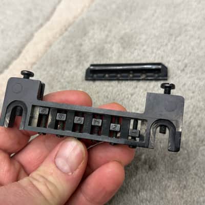 Vintage Schaller 455 Intonable Wraparound Bridge Tailpiece Germany 1980s rare black image 5